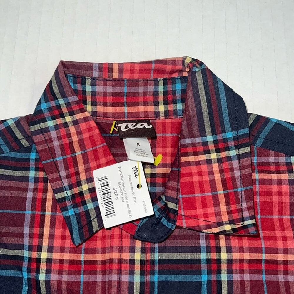 Tea Collection Plaid Button Up Shirt (Matsuri Plaid), 5 - NWT - Picture 4 of 7